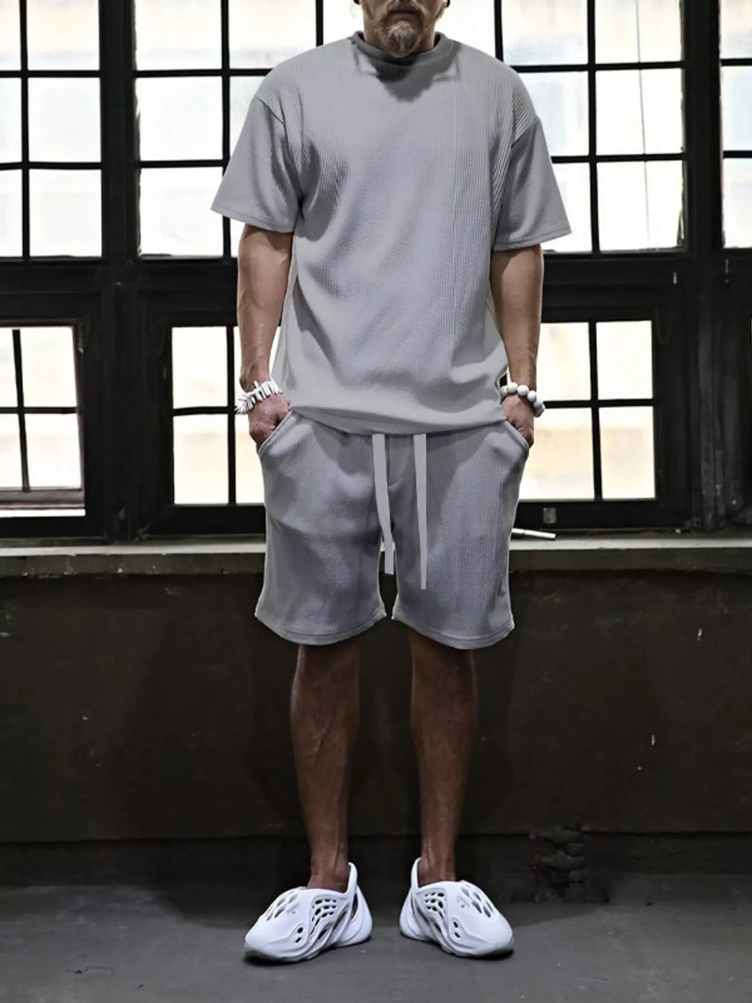 Men's Full Size Short Sleeve Top and Shorts Set Plus Size