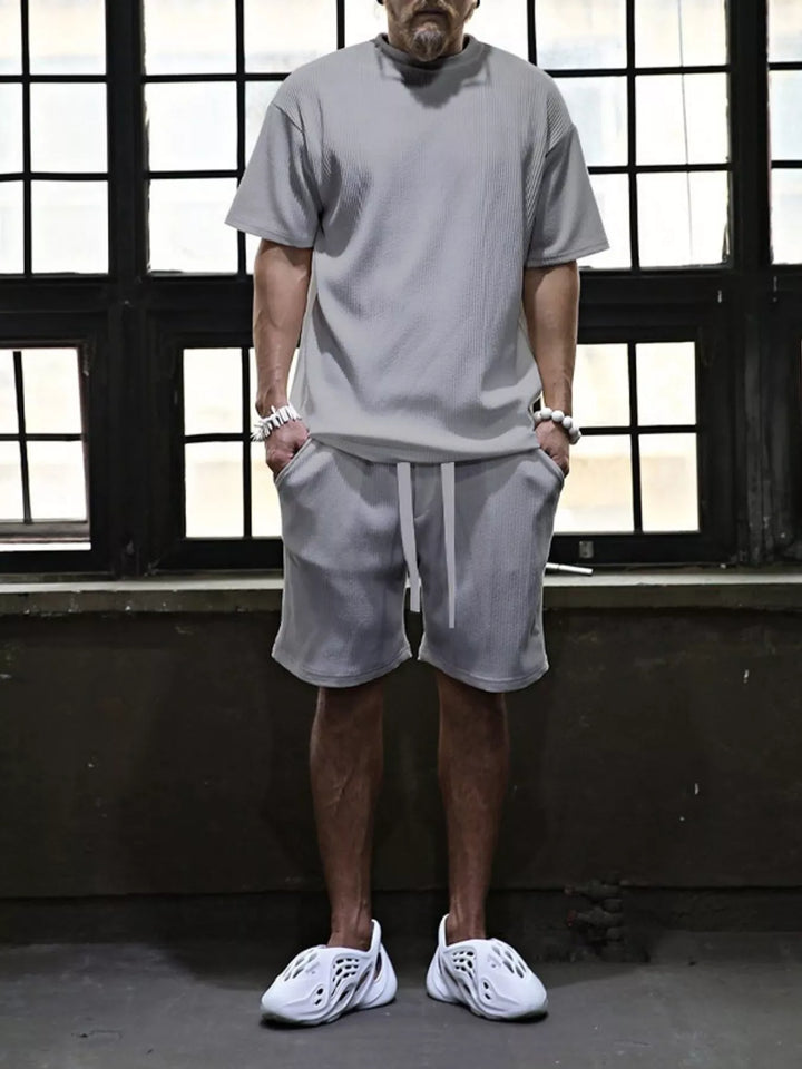 Men's Full Size Short Sleeve Top and Shorts Set Plus Size