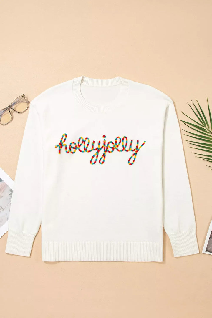 Colorful Holly Jolly Christmas Knit Loose Sweater
