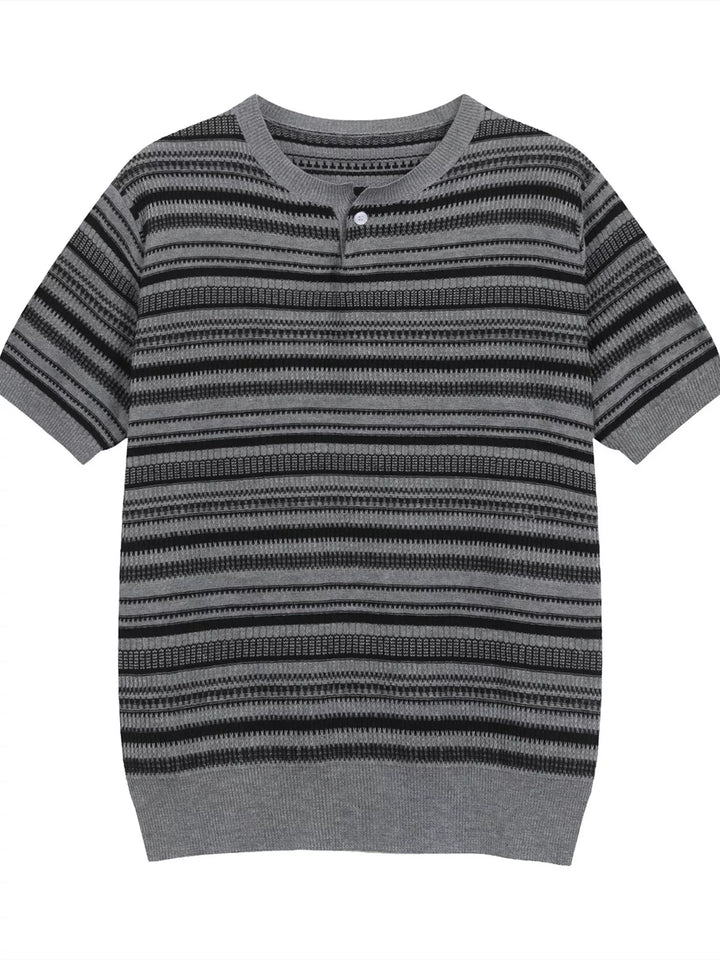 Men's Striped Knit Henley T-Shirt