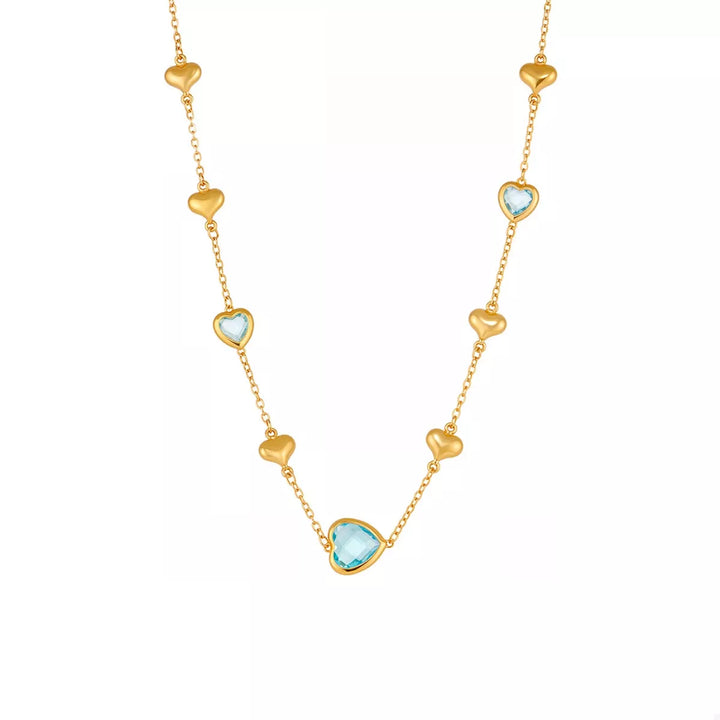 18K Gold-Plated Heart Necklace with Glass Stone