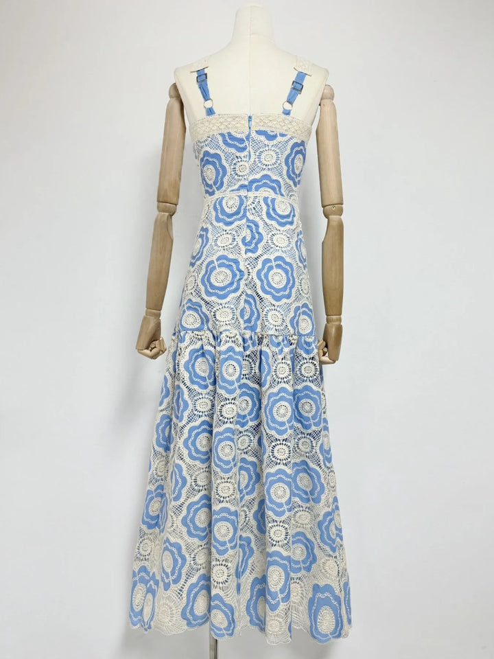 Lace Sleeveless Tiered Midi Dress