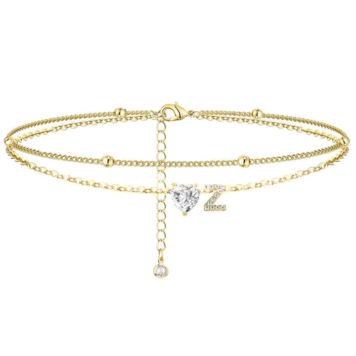 Womens Adjustable Delicate Versatile Double-layer Anklet Set