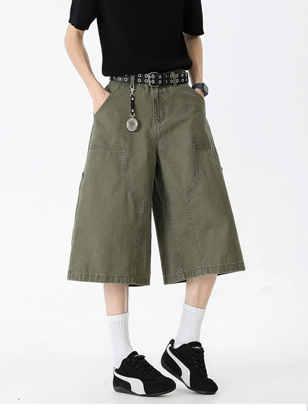 Men's Full Size Wide Leg Cargo Denim Shorts Plus Size