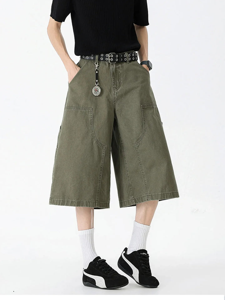 Men's Full Size Wide Leg Cargo Denim Shorts Plus Size