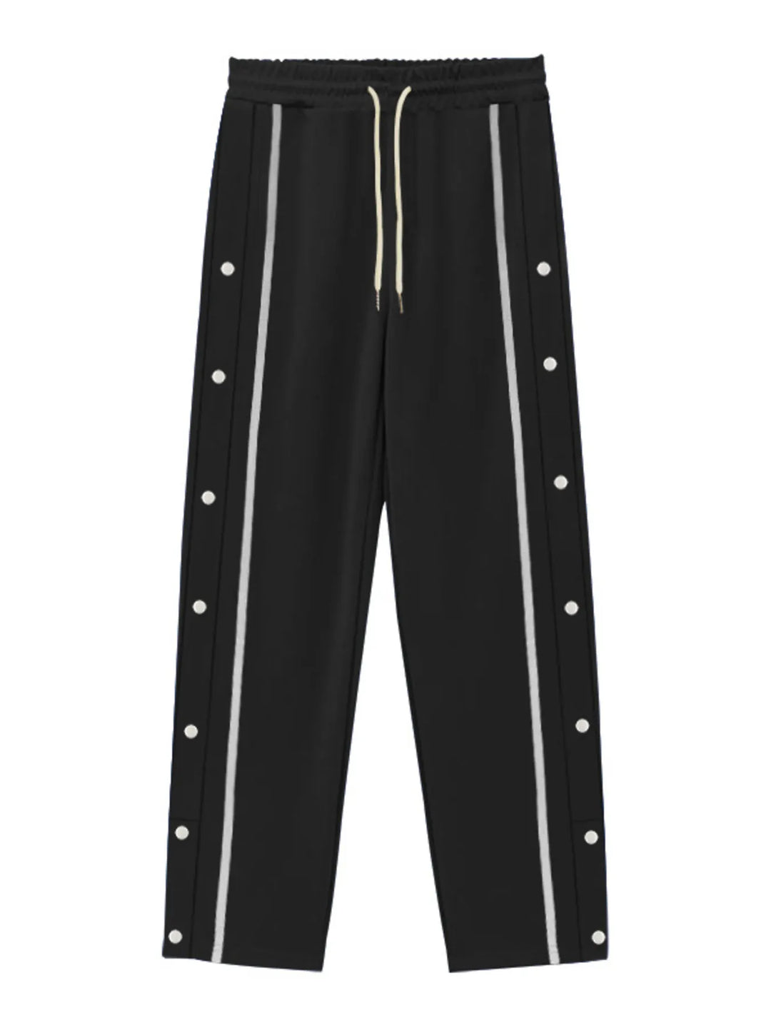Men's Full Size Snap-Button Pants with Side Stripe Detail Plus Size