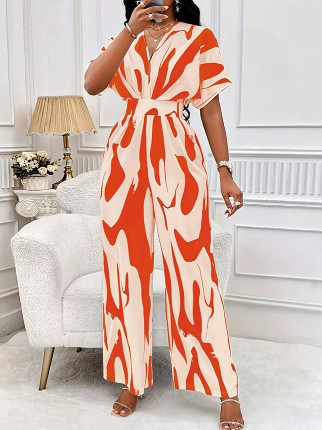 Abstract Print Wide-Leg Jumpsuit