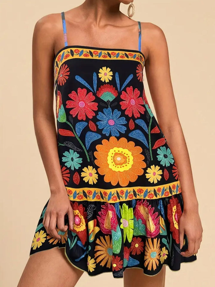 Floral Print Sleeveless Mini Dress