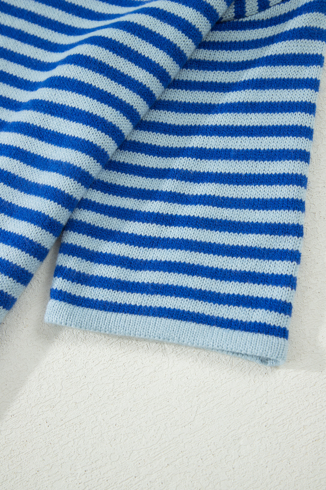 Blue Stripe Loose Half Sleeve Knit Button Down Sweater Cardigan
