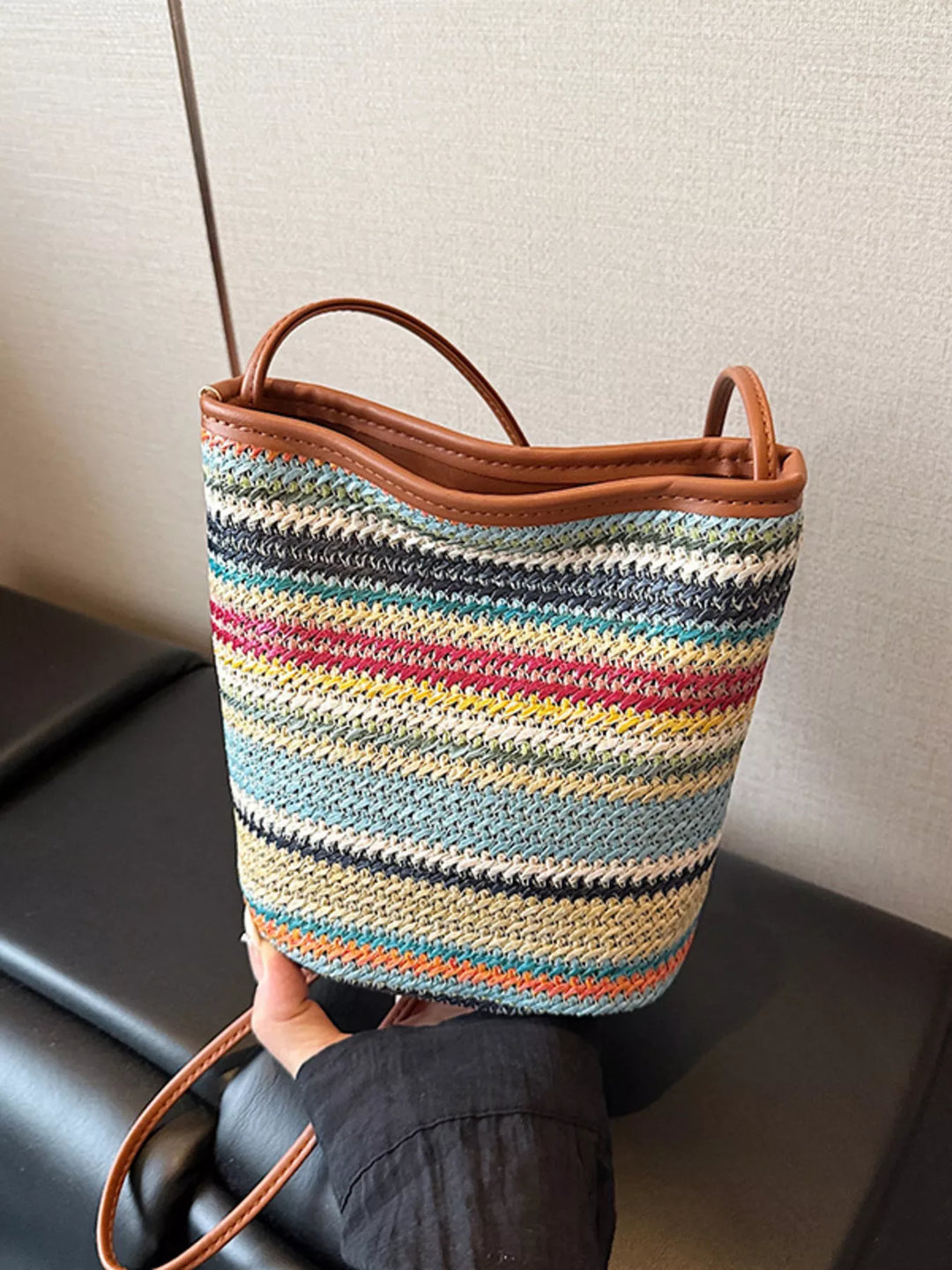 Woven Striped Crossbody Bag