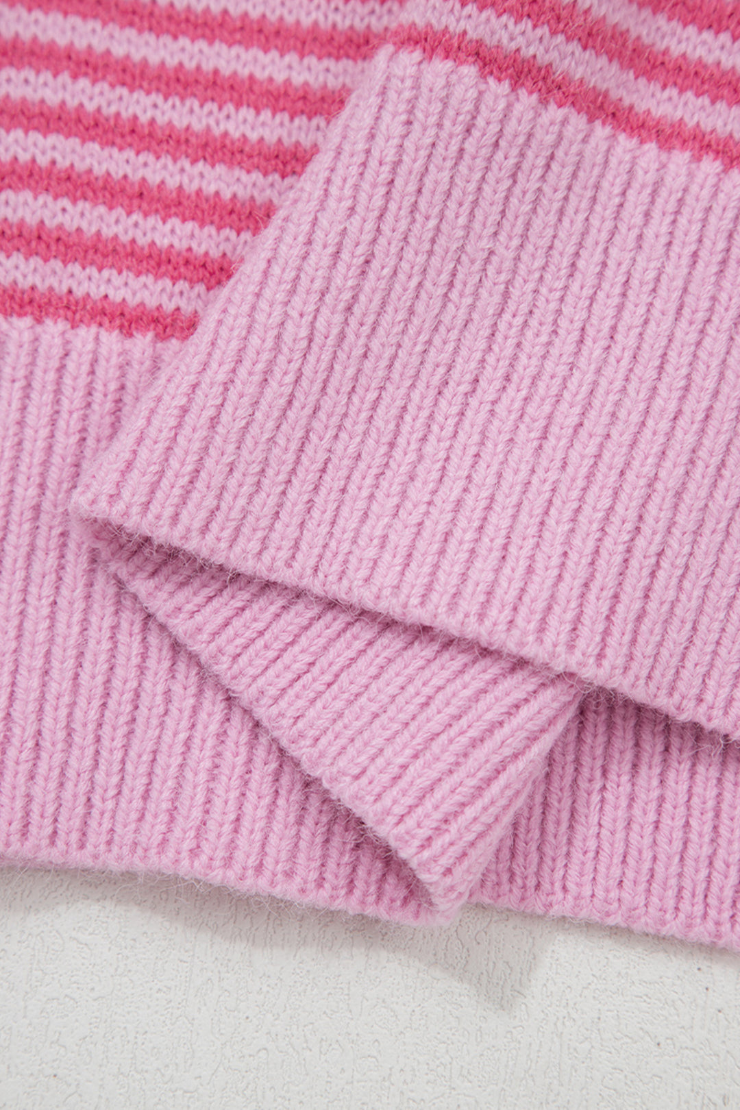 Rose Stripe Contrast Heart Pattern Valentine Knit Sweater