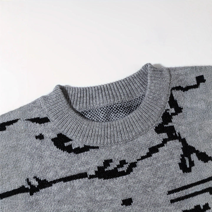 Mens Cute And Quirky Cat-print Knit Sweater
