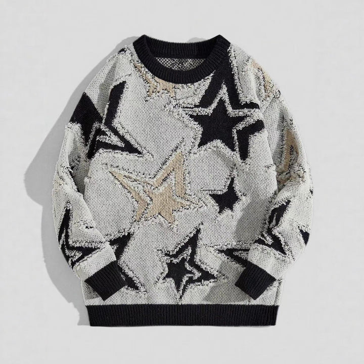 American-style Vintage Star Jacquard Sweater