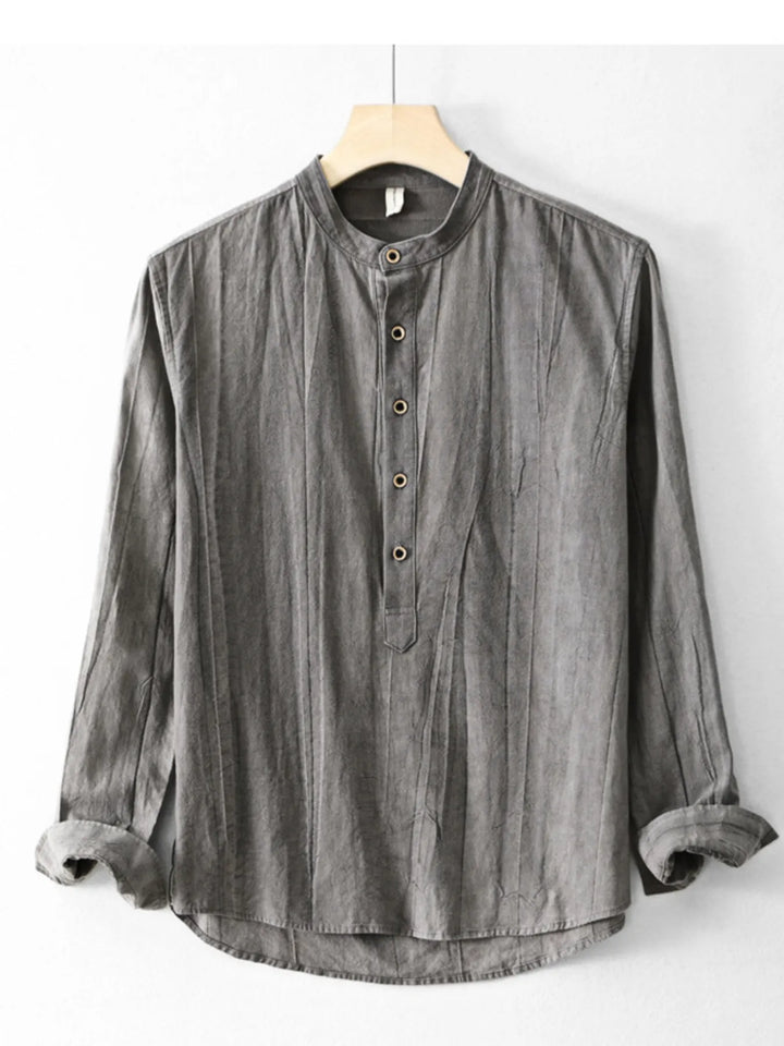 Men's Plus Size Button Front Long Sleeve Blouse