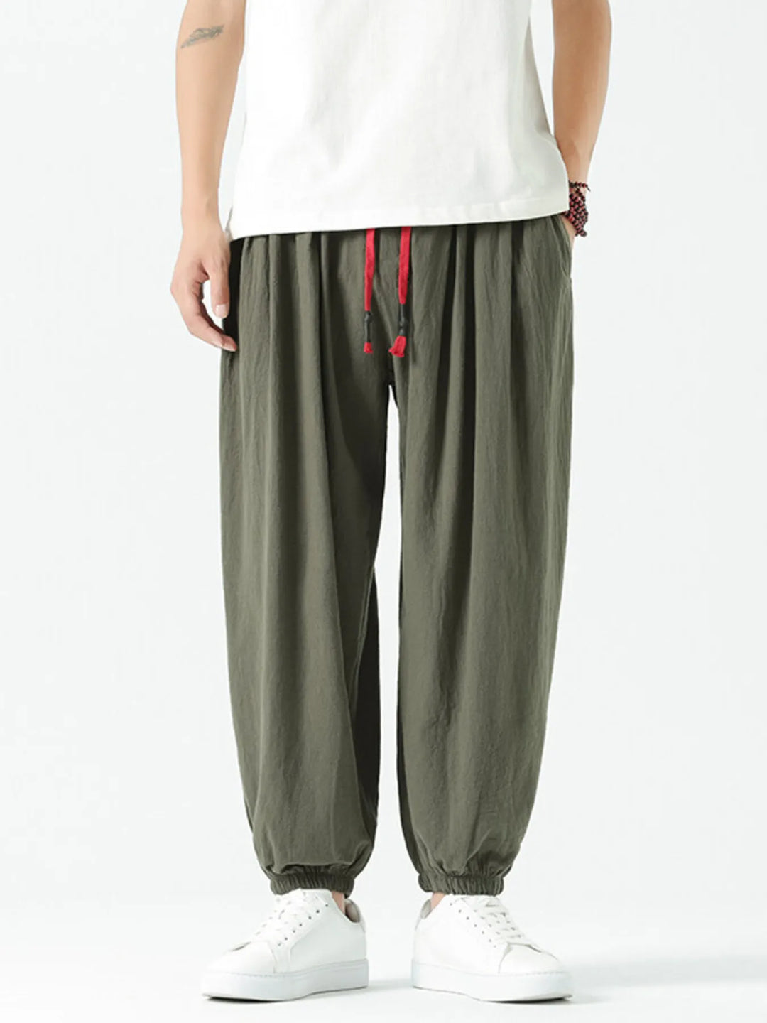 Men's Drawstring Wide Leg Relaxed Fit Pants