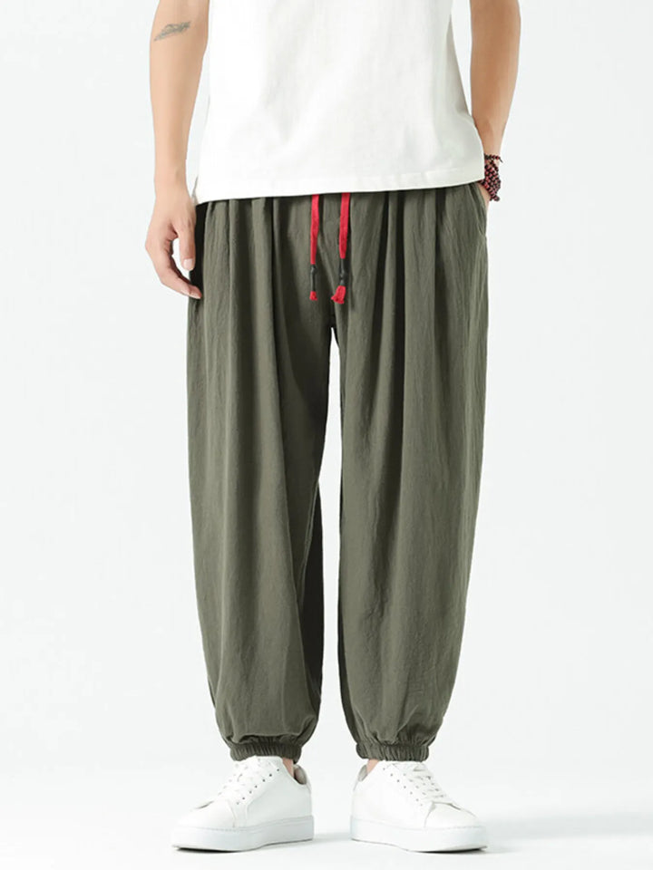 Men's Drawstring Wide Leg Relaxed Fit Pants