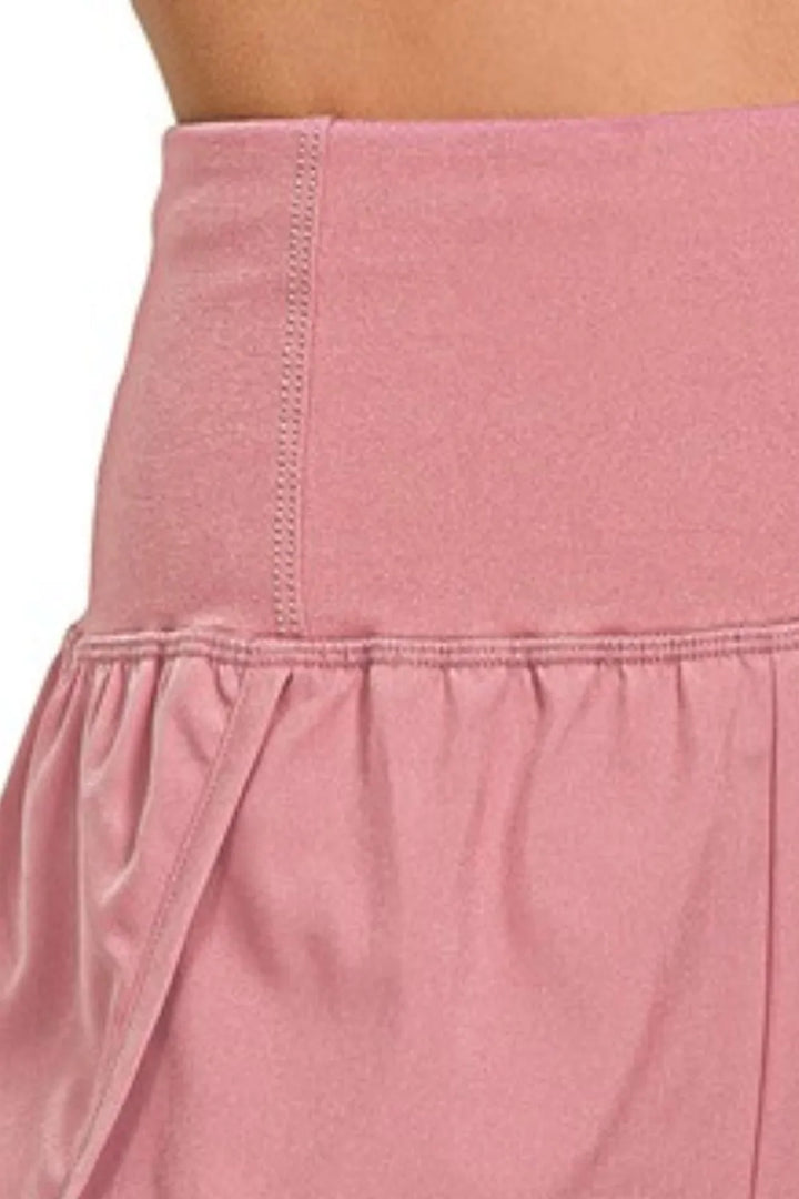 Zenana High Waisted Zippered Back Pocket Running Shorts