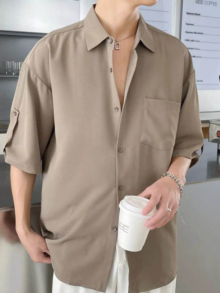 Men's Plus Size Casual Loose Fit Short Sleeve Shirt