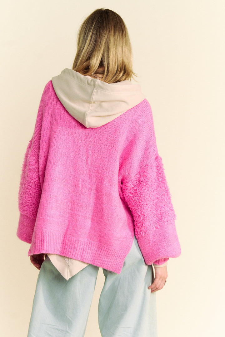 Back To School Sweater - Davi & Dani Side Slit Open Front Long Sleeve Cardigan