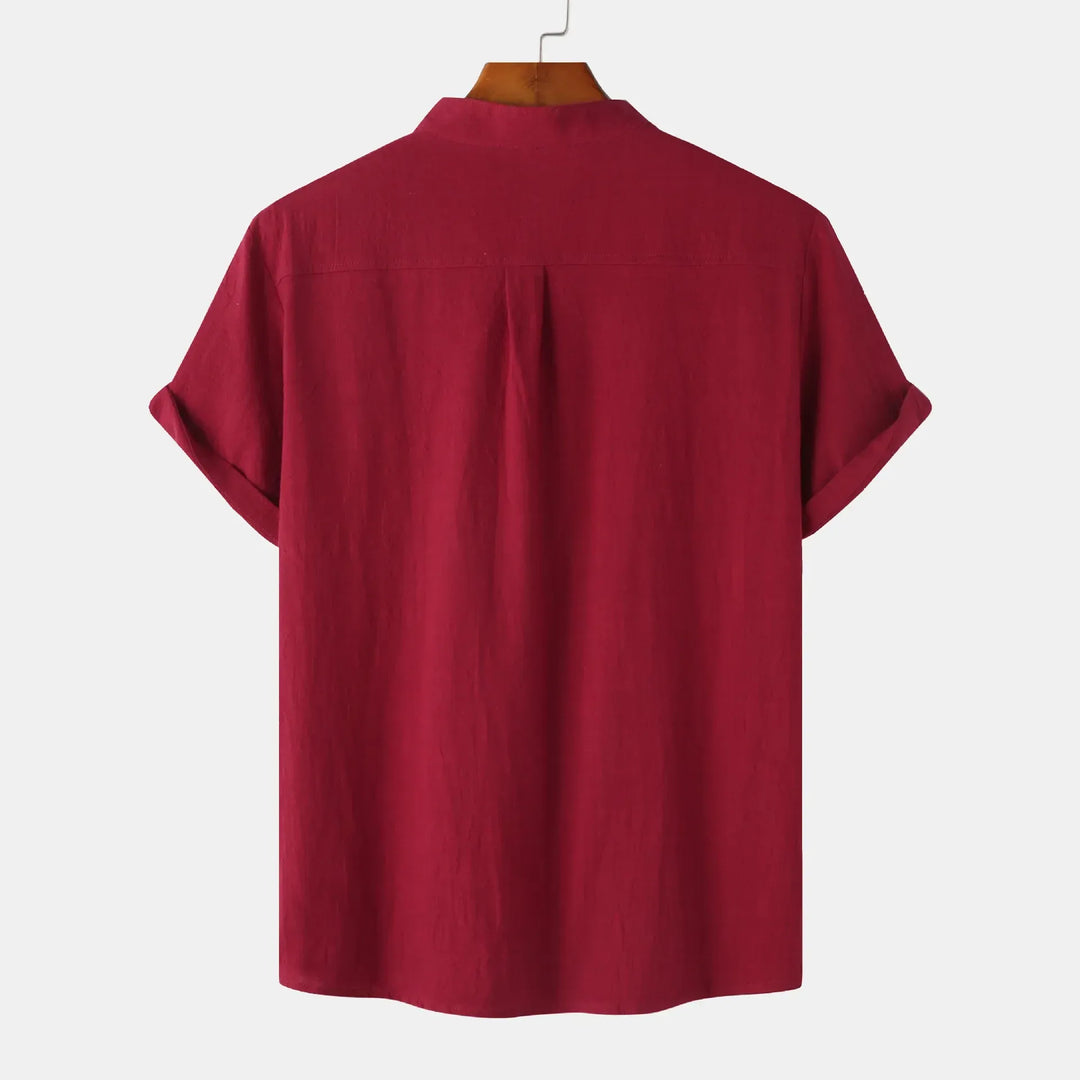 Men's Mandarin Collar Short Sleeve Henley Shirt
