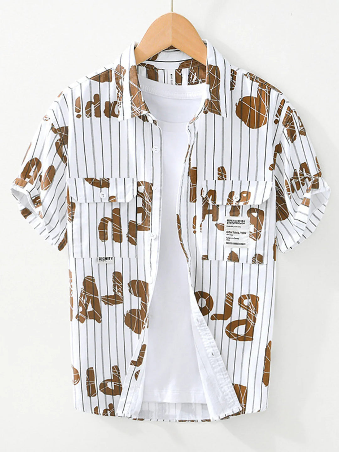 Men's Plus Size Striped Button Up Shirt