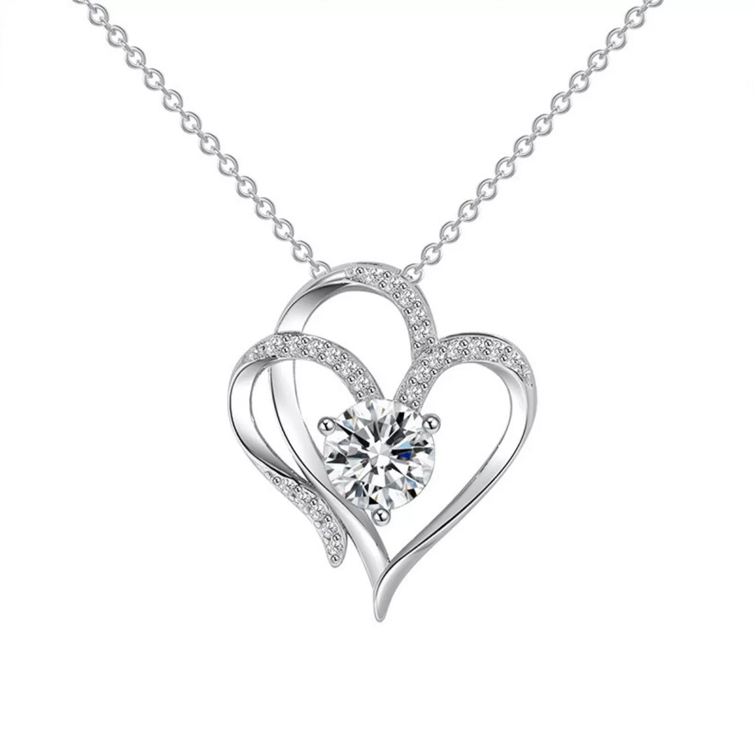925 Sterling Silver Zircon Heart Necklace
