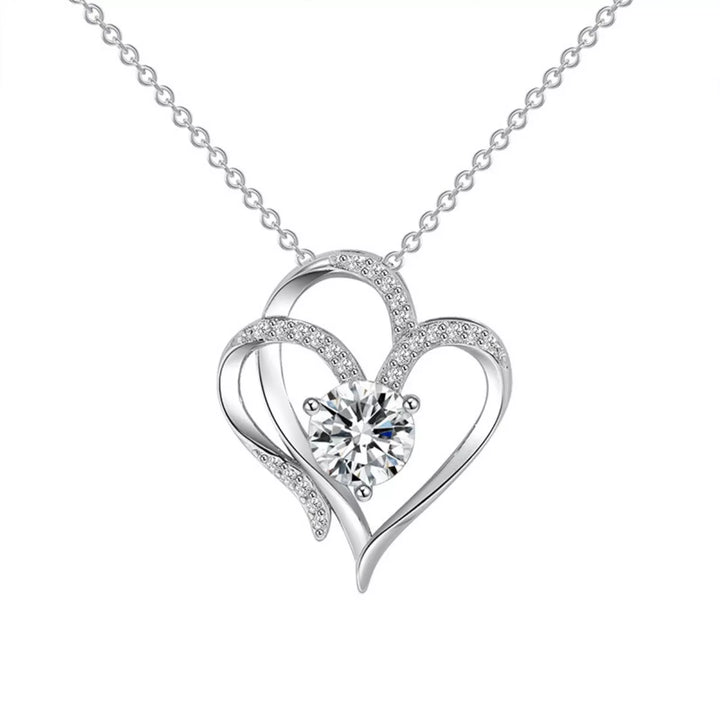 925 Sterling Silver Zircon Heart Necklace