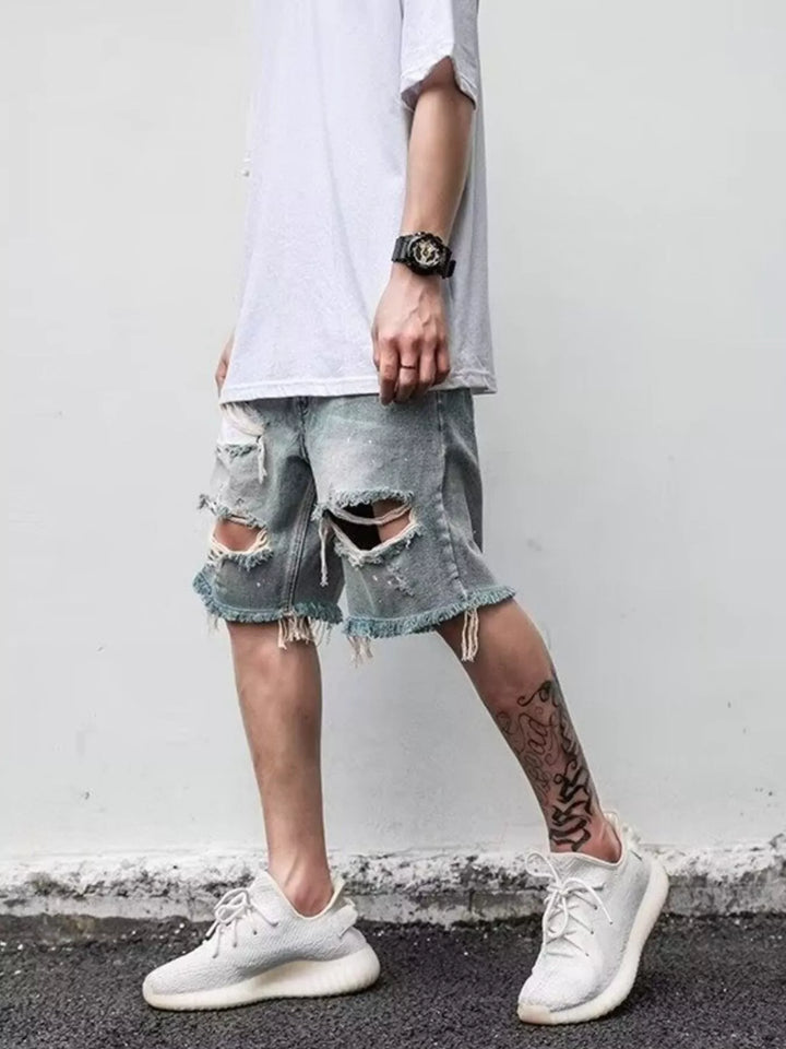 Men's Full Size Distressed Denim Shorts Plus Size