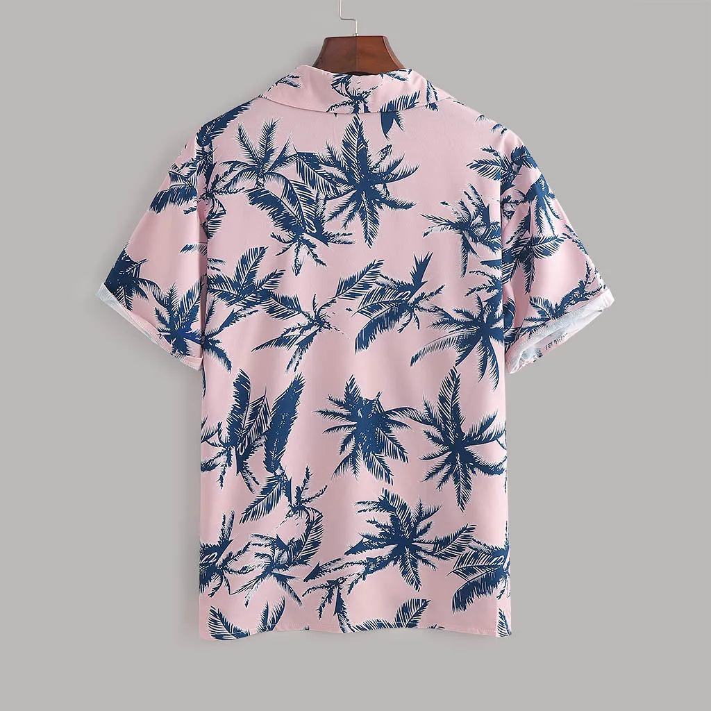 Men's Full Size Tropical Print Hawaiian Style Top and Shorts Set Plus Size