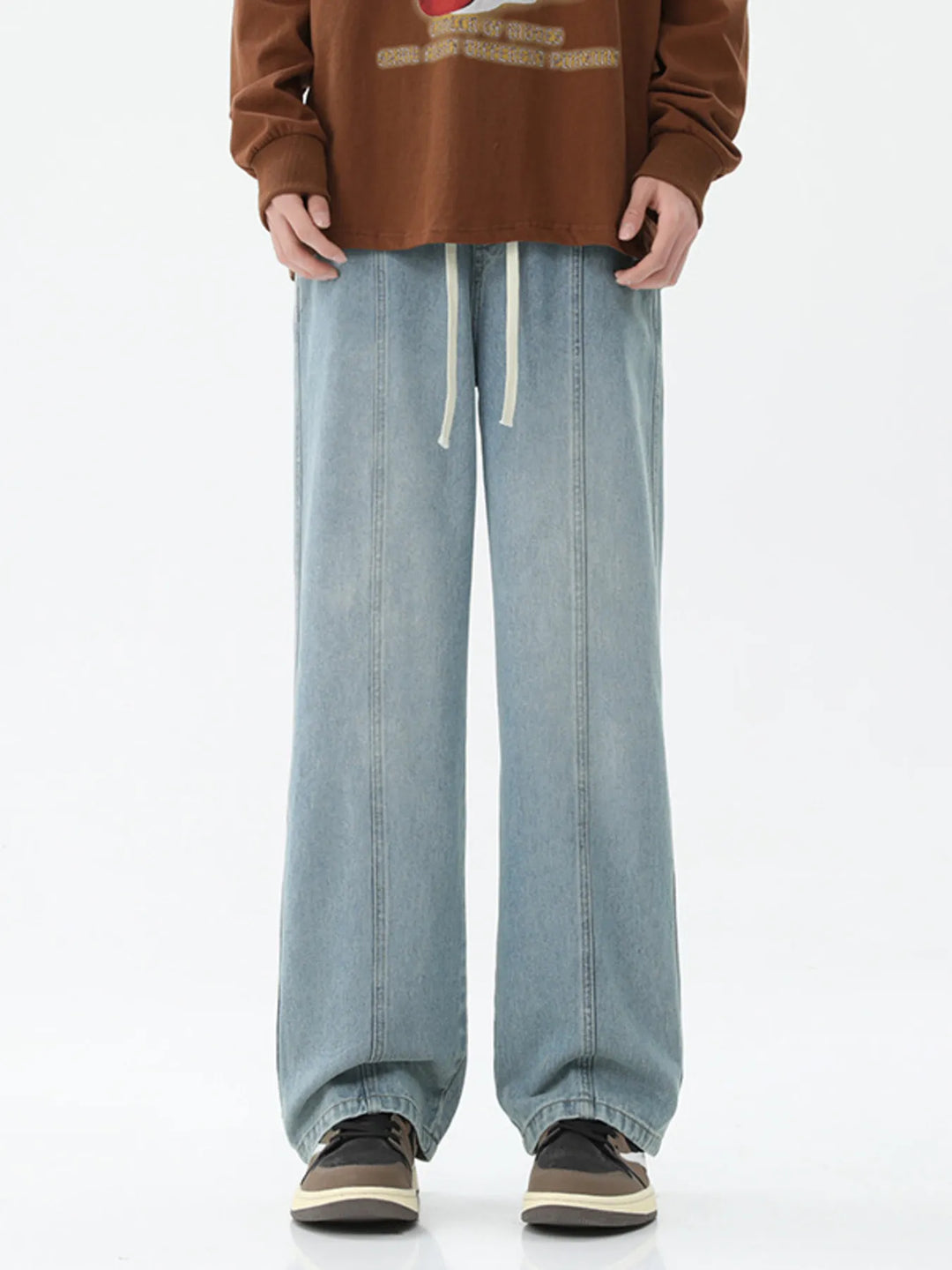 Men's Full Size Drawstring Wide Leg Jeans Plus Size