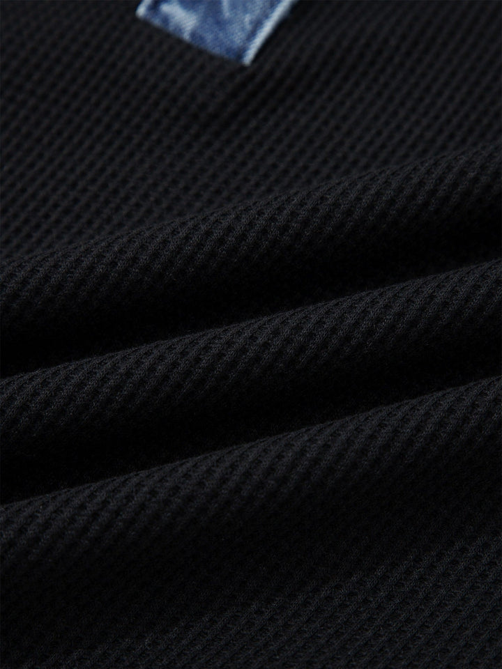 Denim Trim Button Detail Top