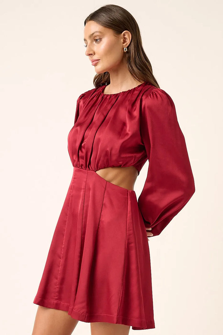 Mittoshop Satin Side Cutout Detail Mini Dress