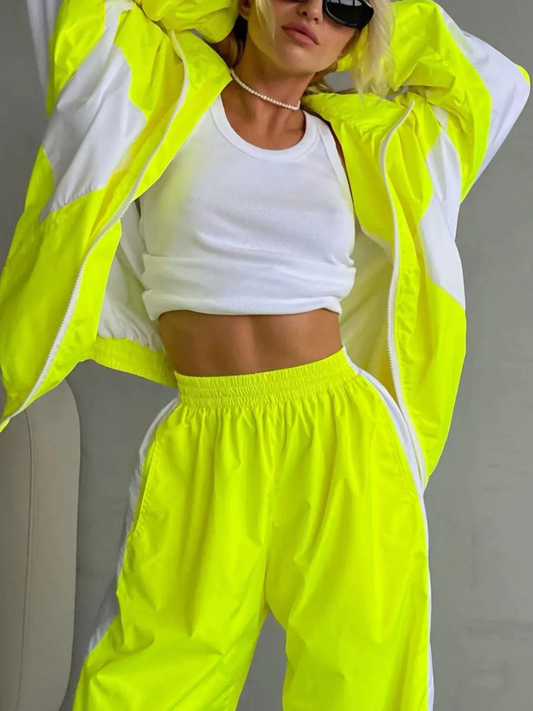 Zip Up Long Sleeve Top and Pants Set