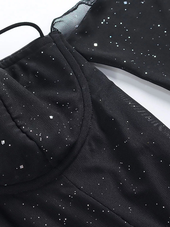 Glitter Mini Dress with Sleeves
