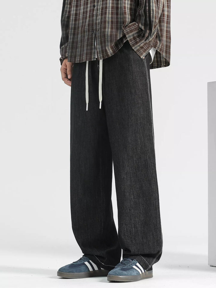 Men's Plus Size Wide Leg Drawstring Jeans