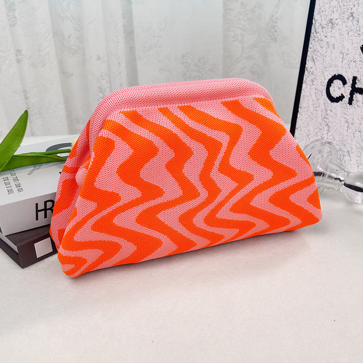Womens Knitted Bag Striped Clutch