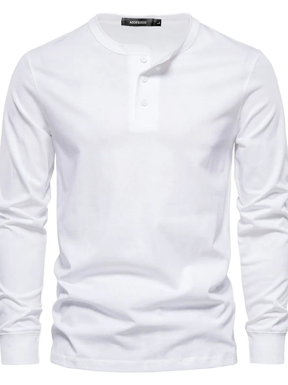 Men's Full Size Quarter Button Round Neck Long Sleeve T-Shirt Plus Size