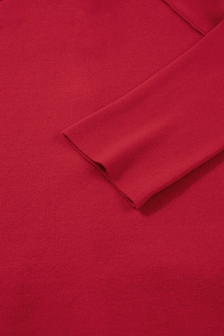 Fiery Red Collared Button Front Wrapped Cardigan Jacket