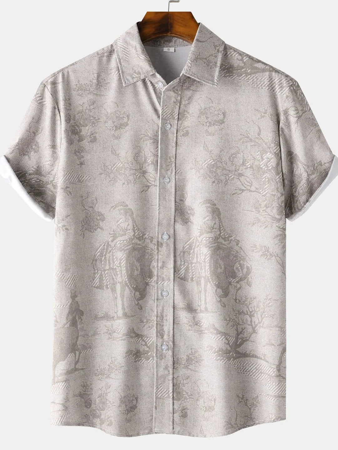 Men's Vintage Print Short Sleeve Casual Shirt