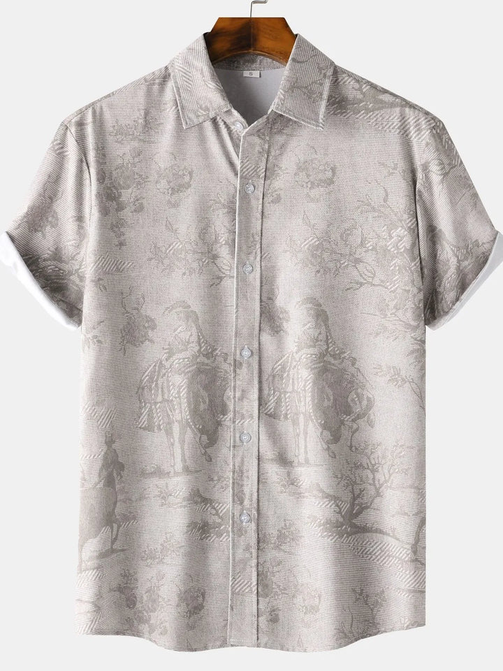 Men's Vintage Print Short Sleeve Casual Shirt