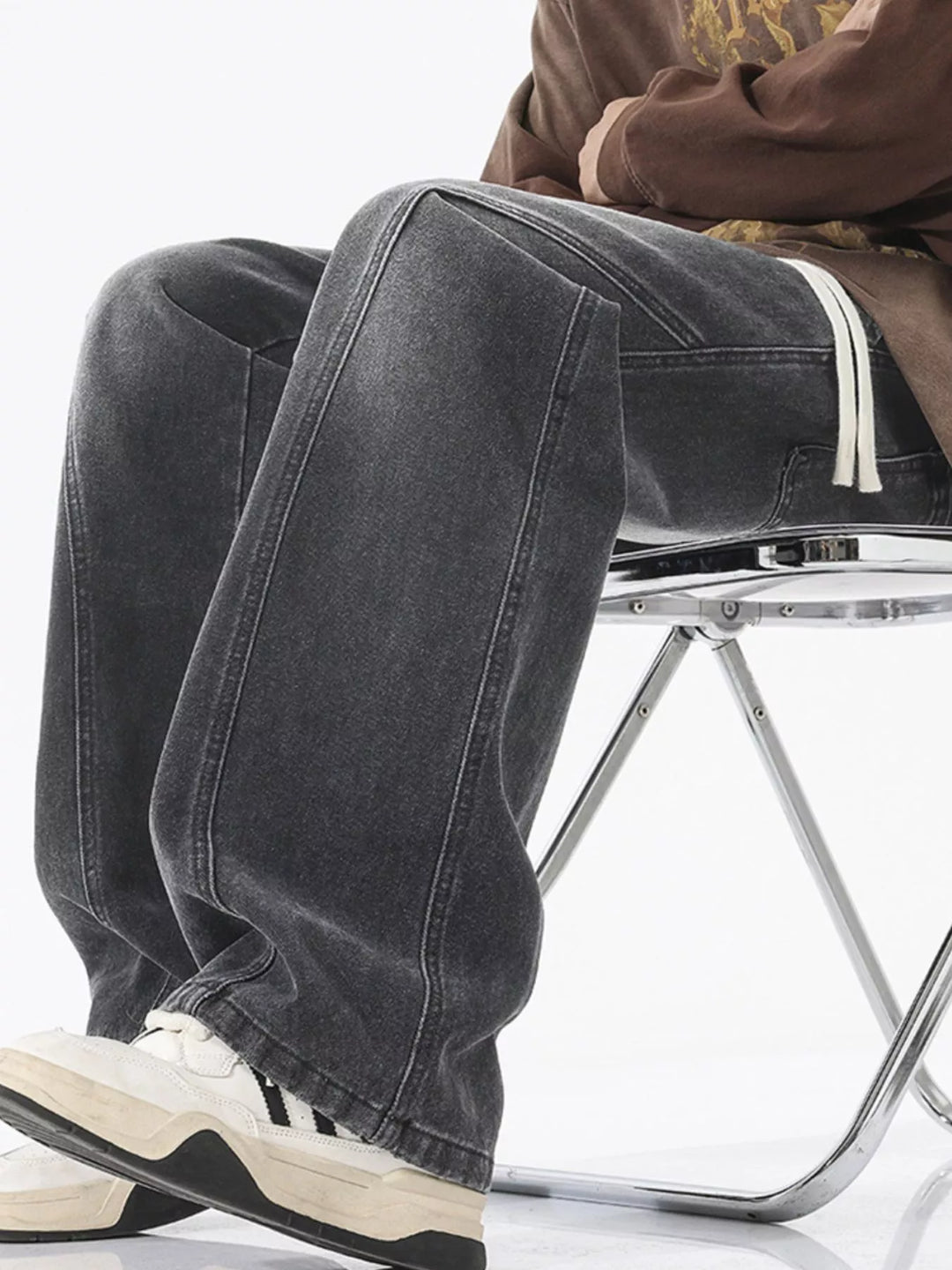 Men's Full Size Wide Leg Drawstring Jeans Plus Size