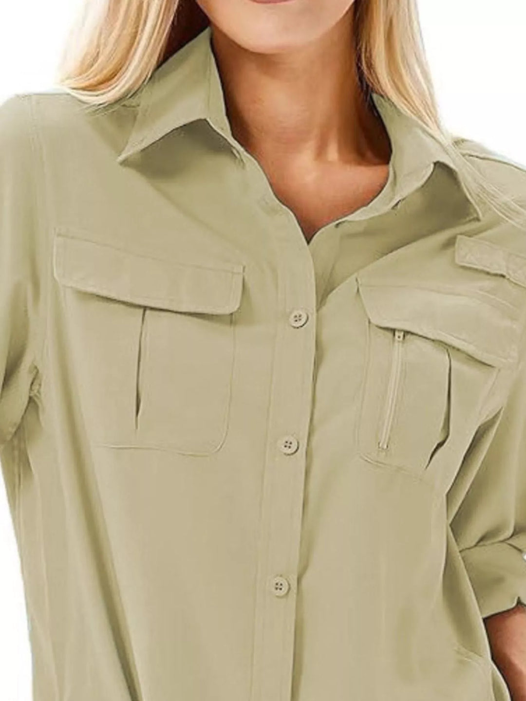 Full Size Roll-Up Sleeve Button Up Shirt Plus Size