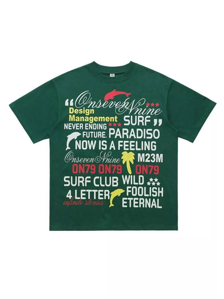 Men's Letter Round Neck Short Sleeve T-Shirt