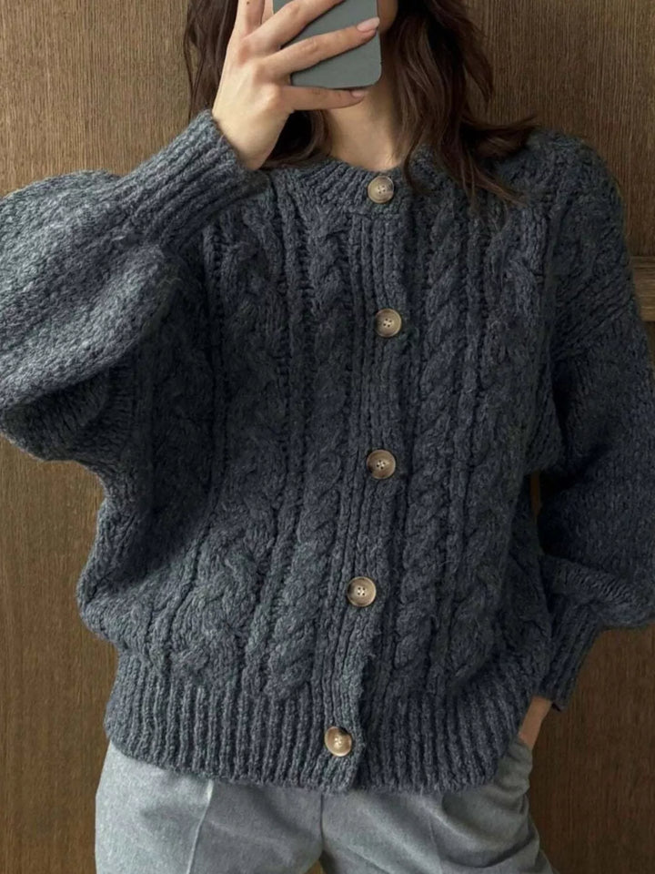 Cable Knit Button-Down Cardigan