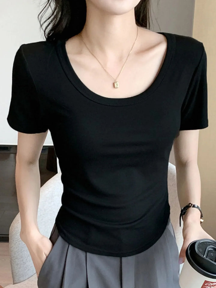 Plus Size Round Neck Short Sleeve T-Shirt