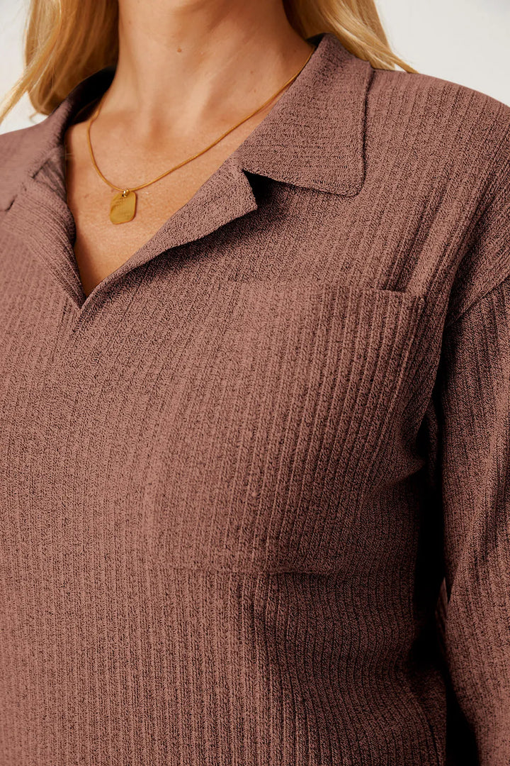 Collared Neck Dropped Shoulder T-Shirt