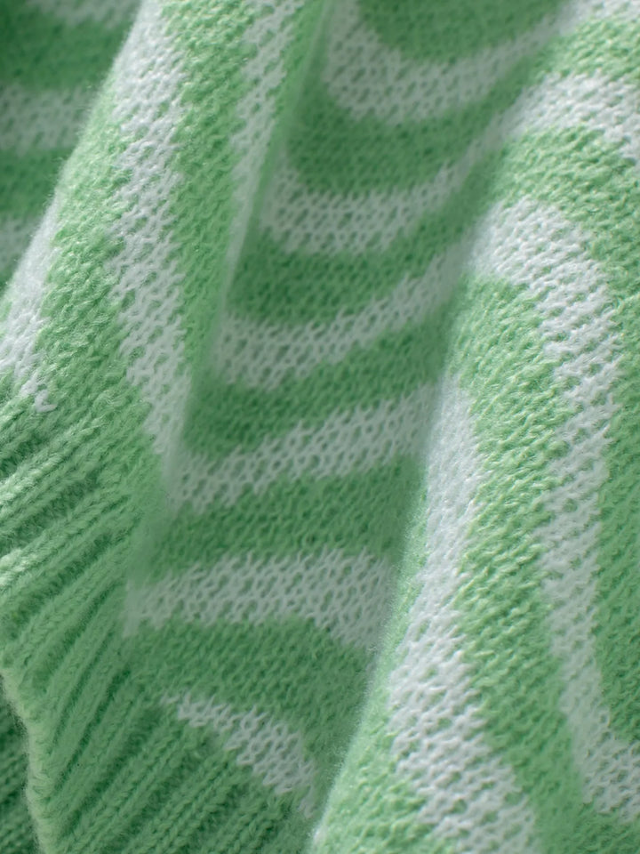 Wavy Striped Round Neck Sweater