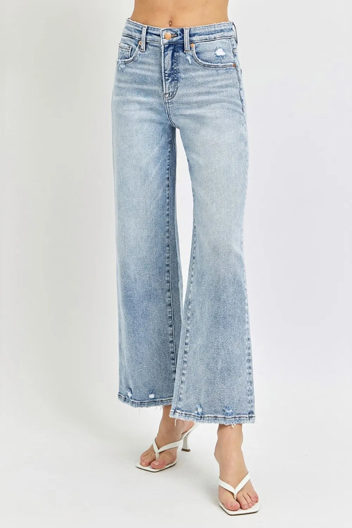 RISEN Full Size Tummy Control High Rise Crop Wide Leg Jeans