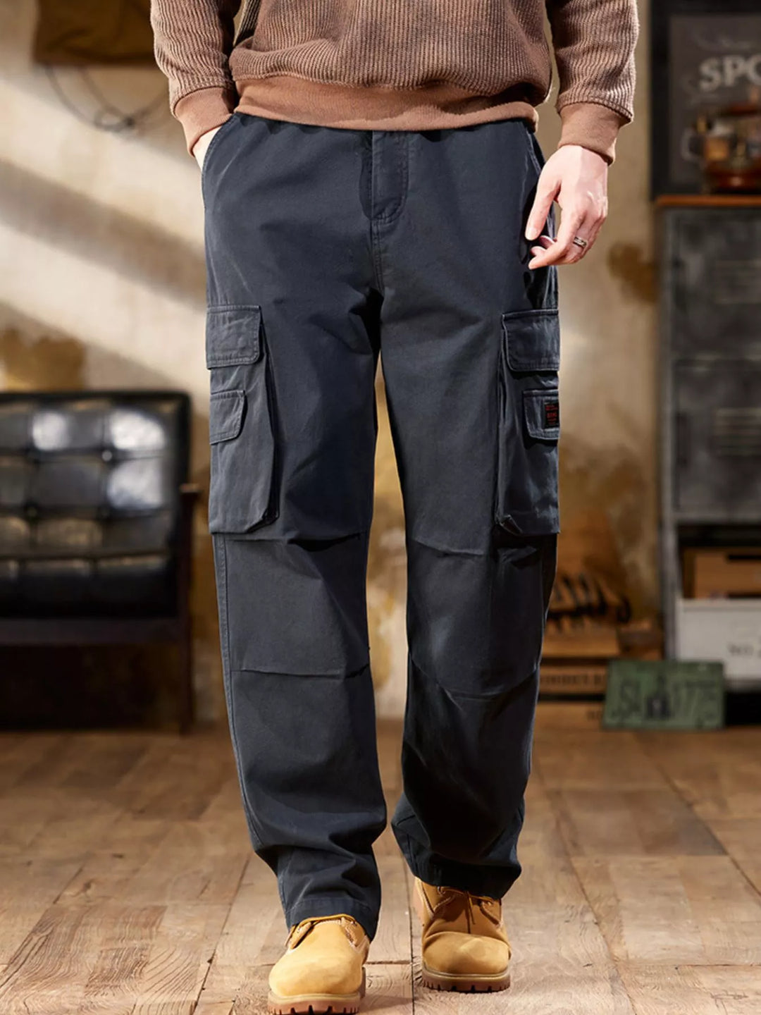Men's Full Size Elastic Waist Cargo Pants Plus Size