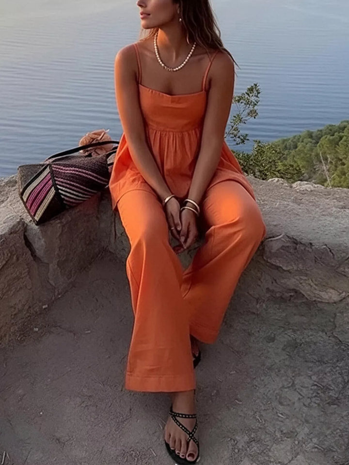 Square Neck Cami and Wide Leg Pants Set